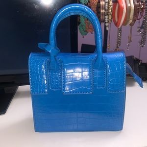 Mini Nathaniel Noir Bag in Cobalt Blue (Faux Croc)